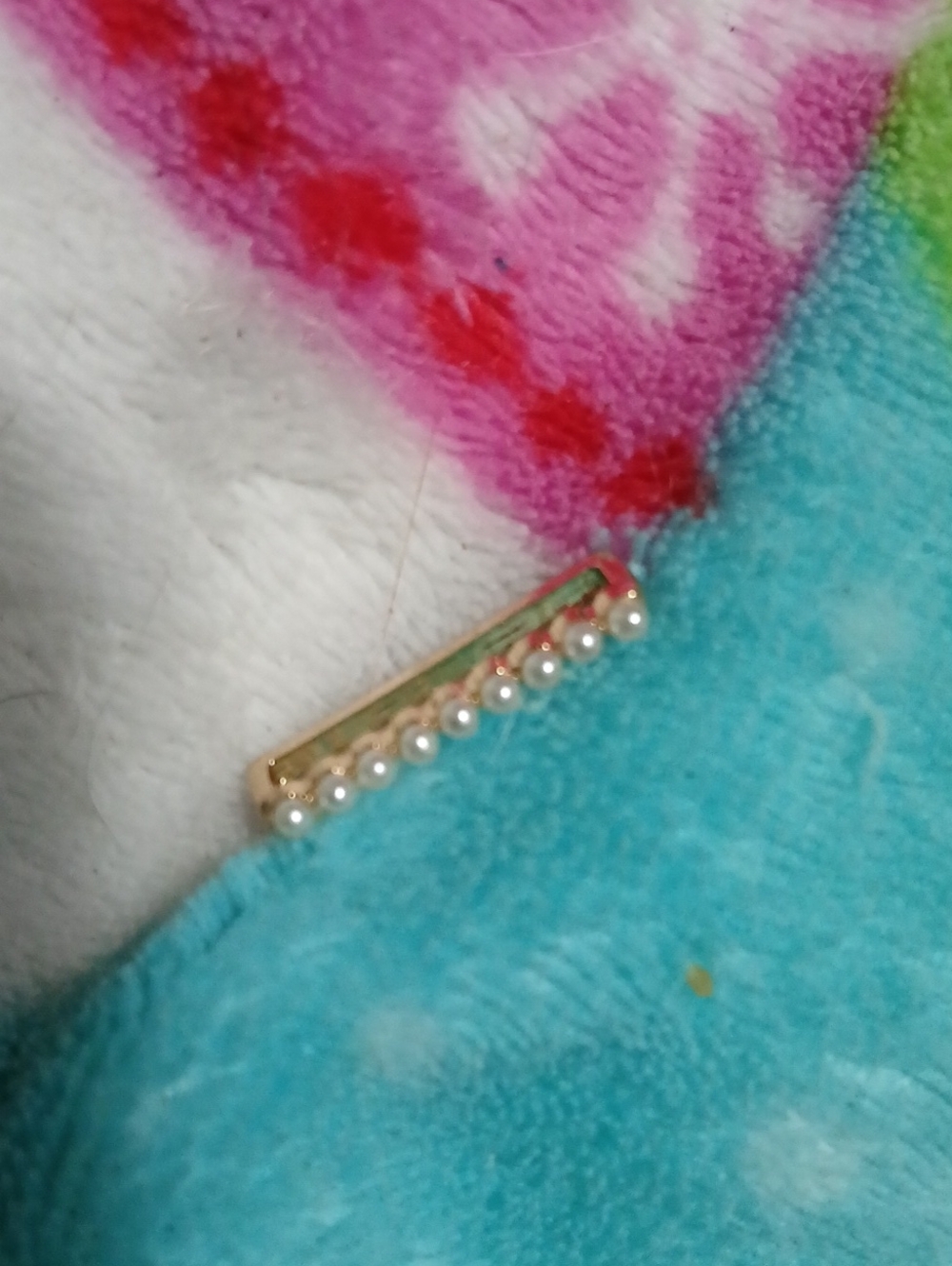 Vintage Gold Filled & Faux Pearl Bar Pin Brooch